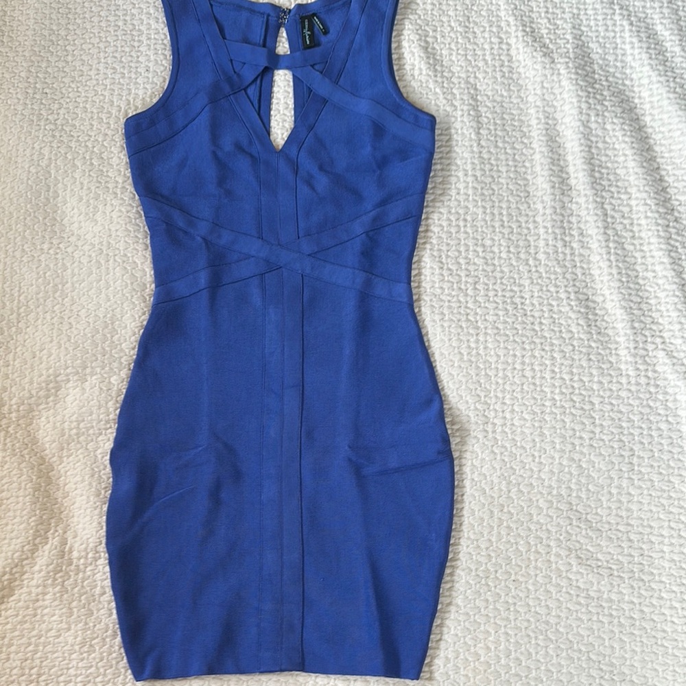 Guess by Marciano Blue Bandage Mini Dress Short Sleeve